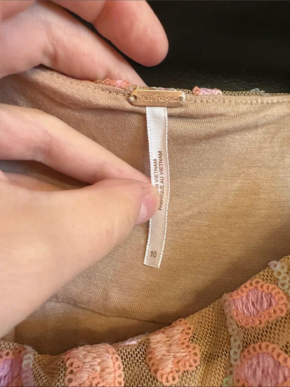 Free People Peach Slip Dress with Iridescent Embroidery - Picture 3 of 3